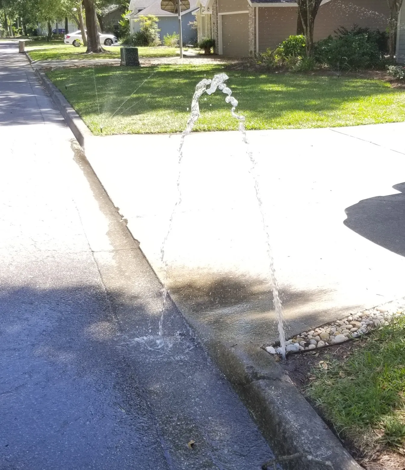 broken irrigation head spray water